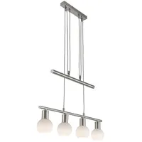 NOWA LED Pendelleuchte, Leuchtmittel inklusive, Warmweiß, LED Zugpendellampe Esstischlampe Opalglas höhenverstellbar H 160 cm silberfarben