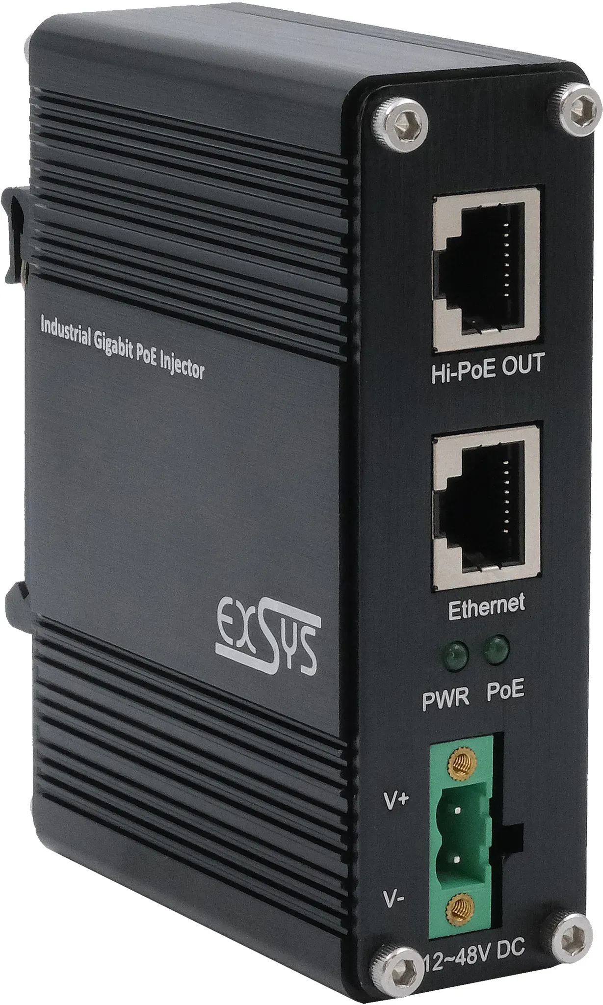 Exsys PoE++ Gigabit Injektor 60W, -40°C bis +80°C, Gigabit Ethernet, 10,100,1000