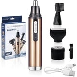 VOSSOT Nasenhaartrimmer Herren Frauen Nasenhaarschneider 4 in 1 USB Wiederaufladbar Ohrhaarschneider Nasentrimmer Testsieger Nasenhaarentferner Ohrhaartrimmer Nose Hair Eyebrow Bart Trimmer (Gold)