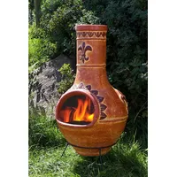 1a Direktimport Feuerstelle Großer original mexikanischer Terrassenofen Aztekenofen aus Terracotta, Das Original aus Mexiko - für viele Jahre Lagerfeueratmosphäre bunt