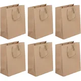 Clairefontaine 6x Tasche aus Kraftpapier, 17x6x22 cm - Packung 6 Geschenktasche - Tüte Kraft, Format S (17x6x22cm), 210g, Kartonbraun, Geeignet für Parfum und kleine Geschenke, 1 Pack