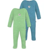 Normani Outdoor Sports 2er Pack MERINO Baby Merino Strampler „Levin" in Grün/Blau | Gr.: 74