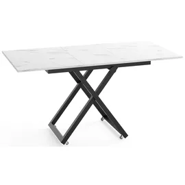WFL GROUP Axen Marmor Weiß 120-160 x 80 x 38-75 cm