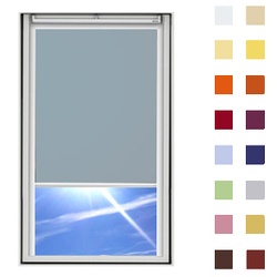 Dachfensterrollo guenstig nach Maß, Stoff Polyester, Farbe grau, mit Kassette oder als Springrollo, weitere 120 Farben im Shop