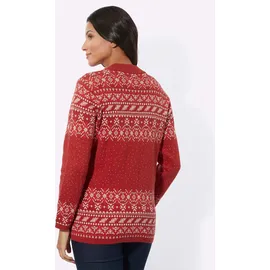 Classic Basics Jacquardstrickjacke CLASSIC BASICS, Damen, Gr. 56, rot (kirsche, ecru, gemustert), 100% Baumwolle, gemustert, mehrfarbig, Strickjacken