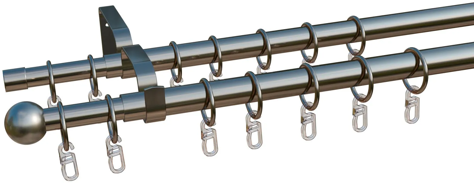 indeko Gardinenstange »Formentor«, 2 läufig-läufig, ausziehbar, stufenlos verstellbare Teleskopstange indeko edelstahlfarben L: 120 cm - 230 cm   Ø 20 mm