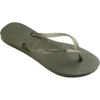 Havaianas Damen Slim Logo Metallic Flip Flops, olivgrün, 35/36 EU (EU 37/38) - 35/36 EU