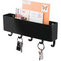 mDesign Schlüsselbrett mit Ablage - vielseitiges Schlüsselboard aus robustem Hartplastik mit Briefablage für Post oder Handys