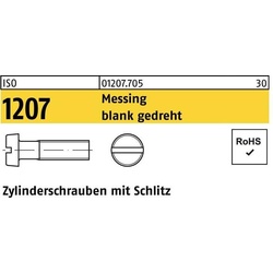 Schrauben, Zylinderschraube ISO 1207 m.Schlitz M 1 x 2 Messing blank gedreht (100 Schrauben pro Stück)