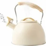 Edelstahl-teekessel Mit Holzgriff, 3 L Induktions-pfeifkessel, Retro-teekessel, Boiler Für Elektro-, Gas- Und Keramikherde (beige)