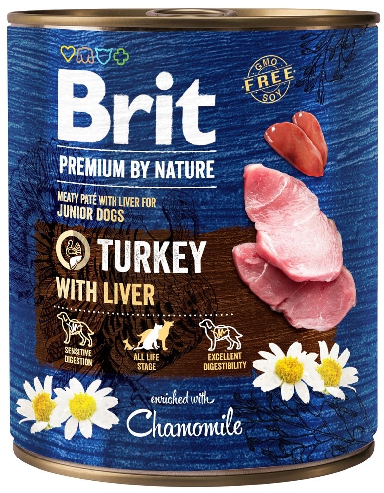 BRIT Premium by Nature Junior Turkey and liver 6x800 g Truthahn und Leber Nassfutter für Welpen