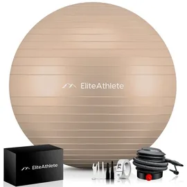 EliteAthlete EliteAthlete® Gymnastikball Sitzball Büro ergonomisch mit Anti Burst System - Fitness Yoga Pilates Schwangerschaft - Schwangerschaftsball Fitnessball Yogaball - Yoga Ball inkl. Luftpumpe - Cappu 75cm