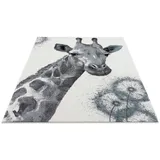 Carpet City Kinderteppich »Savanna 9370«, rechteckig, 11 mm Höhe, Spielteppich, Teppich, Giraffe, Creme/ Grau, Kurzflor