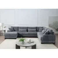 Atlantic Home Collection Wohnlandschaft Miron, U-Form, Breite: 332cm, weicher XXL-Cordbezug, inklusive 6 Zierkissen grau