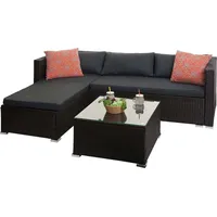 MCW Poly-Rattan Garnitur MCW-F57, Balkon-/Garten-/Lounge-Set Sofa Sitzgruppe - braun,
