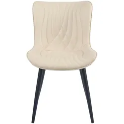 DELUKE® Stuhl KELCE Kunstleder - 80,5x50x62cm, creme, Metall Gestell Stühle Esszimmerstühle Stuhl Esszimmer Esstisch Stühle Küchenstuhl