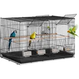 Vogelkäfig Wellensittich Käfig Vogelhaus Vogelbauer 760X465X465Mm Schwarz