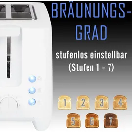 Clatronic Clatronic® Toaster 2 Scheiben | Toaster mit Auftau-/Aufwärm-/Schnellstoppfunktion | Toaster mit Brötchenaufsatz | Toaster weiß