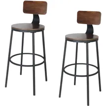 Relaxdays Barhocker 2er Set, braun/schwarz