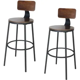 Relaxdays Barhocker 2er Set, braun/schwarz