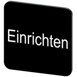 Siemens 3SU19000AF160AR0 Bezeichnungsschild 22x22mm, Schild schwarz, Beschriftung: Einrichten  - 10 Stück