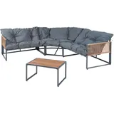 casa.pro Karg Loungeset Dunkelgrau/Rattanoptik