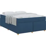 vidaXL Bettrahmen mit Matratze Blau 160 x 200 cm Stoff - Blau