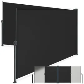 Tectake Seitenmarkise 180 x 600 cm schwarz Aluminium