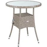 CASARIA Polyrattan Beistelltisch Ø 60 x 74 cm Beige/Grau