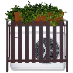 Verkleidung für Klimaanlage/Wärmepumpe MCW-K58, Abdeckung Schutzgitter Pflanzenregal, Metall 80x90x39cm ~ braun