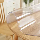 Tischfolie Rund Transparent Mit Abgeschrägte Kante,Tischfolie Transparent Rund,Tischdecke Matt,Runden wasserdichte Tischschutz (StyleA2mm,65cm)