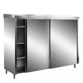 Saro Edelstahl-Lagerschrank mit Schiebetüren AISI 430, Schrägdach, Breite Tiefe 700mm