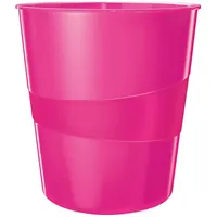 Leitz Papierkorb, 6er Pack, 15 Liter, Kunststoff, Pink, WOW,