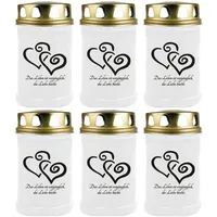 HS Candle Grabkerze (6-tlg), Grabkerze Brenndauer 40 Stunden viele vers. Variationen und Motive weiß