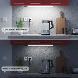 ledscom.de Smarte LED Unterbau-Leuchte SIRIS schwarz matt mit WLAN-Controller, flach, Smart-Home, Alexa-fähig (Echo) je 50cm, je 655lm, weiß, 2er Set, dimmbar