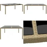 Vidaxl - Gartentisch 200x150x75 cm Hartglas und Poly Rattan Beige - Gartentisch - Outdoor-Tisch - Polyrattan Tisch - Gartenmöbel - Terrassenmöbel