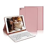 IVEOPPE Tastatur iPad 9. Generation, iPad 10.2" Tastatur mit Hülle (iPad 9./8./7. Generation), Magnetisch Abnehmbarer mit QWERTZ Tastatur für iPad Air 3 und iPad Pro 10.5, Rosagold