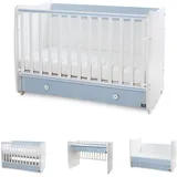 Lorelli Babybett Dream 70 x 140 cm umbaubar Kinderbett Schaukelbett Schreibtisch weiß blau