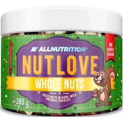 Allnutrition Nutlove Whole Nuts Hazelnuts in Dark, Milk and White Chocolate Nüsse in Schokolade 300 g