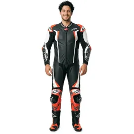Alpinestars Absolute V2 Lederkombi - Schwarz/Weiß/Neon-Rot / 54