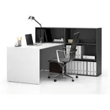 Büroschreibtisch-Set für rechte Ecke SEGMENT, mit 3 Einlageböden, weiß/Graphit