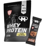 1kg Mammut Whey Protein Eiweißshake - Set inkl. Protein Shaker, Riegel, Powderbank oder Tasse (Vanilla Ice Cream, Mammut Protein Bar - Almond Brownie)