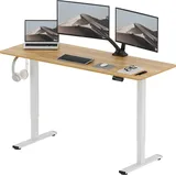 SANODESK Elektrischer Höhenverstellbarer Schreibtisch 160 x 60 cm, Ergonomischer Tischplatte, Steh-Sitz Tisch Computertisch, einfache Montage (Ahorn) - Weiß