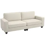 Homcom 3-Sitzer Sofa, Couch mit Armlehnen, Rückenkissen, Wohnzimmersofa mit Cordbezug, Federkern, Polstersofa für Wohnzimmer, Schlafzimmer 227 x 84 x 87 cm, Cremeweiß