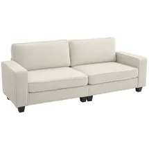 Homcom 3-Sitzer Sofa, Couch mit Armlehnen, Rückenkissen, Wohnzimmersofa mit Cordbezug, Federkern, Polstersofa für Wohnzimmer, Schlafzimmer 227 x 84 x 87 cm, Cremeweiß