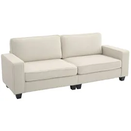 Homcom 3-Sitzer Sofa, Couch mit Armlehnen, Rückenkissen, Wohnzimmersofa mit Cordbezug, Federkern, Polstersofa für Wohnzimmer, Schlafzimmer 227 x 84 x 87 cm, Cremeweiß