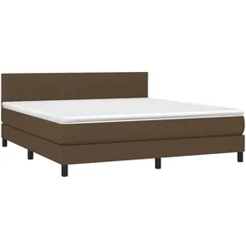 vidaXL Boxspringbett mit Matratze & LED Dunkelbraun 180x200 cm Stoff