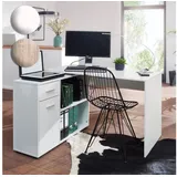 FineBuy Design Eckschreibtisch mit Regal 120 x 75,5 x 106,5 cm, Moderner Büro-Schreibtisch, Computer-Tisch Arbeitszimmer, Winkelschreibtisch Home Office