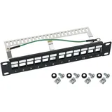 HMF 63346 STP Keystone-Patchpanel 10 Zoll 1 HE 12 Ports RJ45 Geschirmt Schwarz