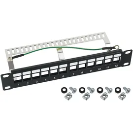 HMF 63346 STP Keystone-Patchpanel 10 Zoll 1 HE 12 Ports RJ45 Geschirmt Schwarz